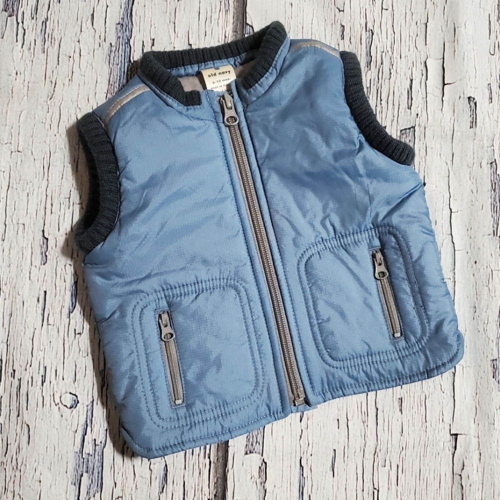 Old Navy Baby Puffer Vest Sleeveless Zip Size 6-12 Months